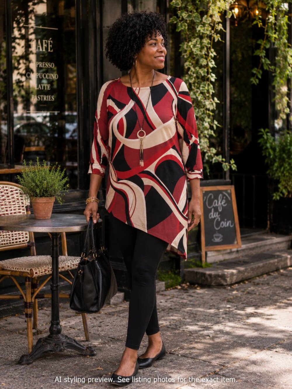 Abstract Print Asymmetrical Tunic, Size L